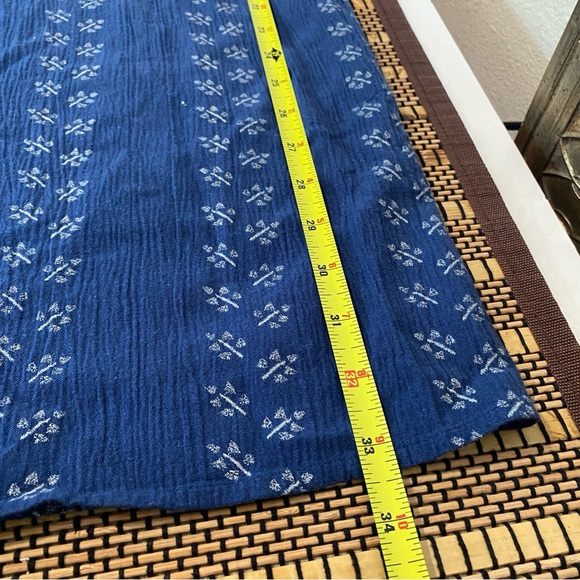 J.Jill Embroidered Tunic Dress Blue Floral Peasant Tassel Tie Cottagecore M Peti - Picture 9 of 9